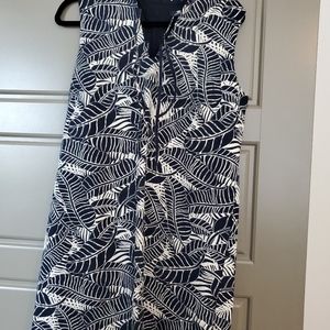 Brooks Brothers Navy and White Leaf Print Midi Dress
